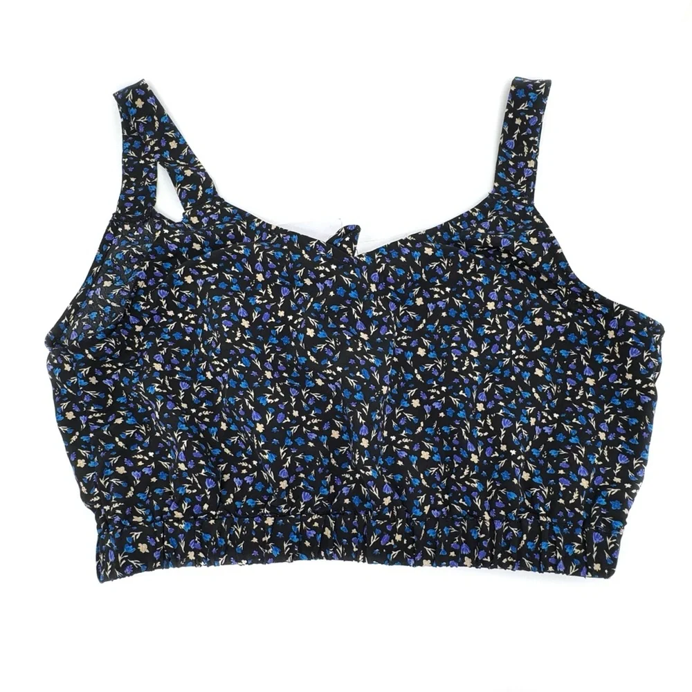 Sage the Label Women's Blue Floral Cropped Tank Top Waiting For You Size Large - Picture 4 of 6